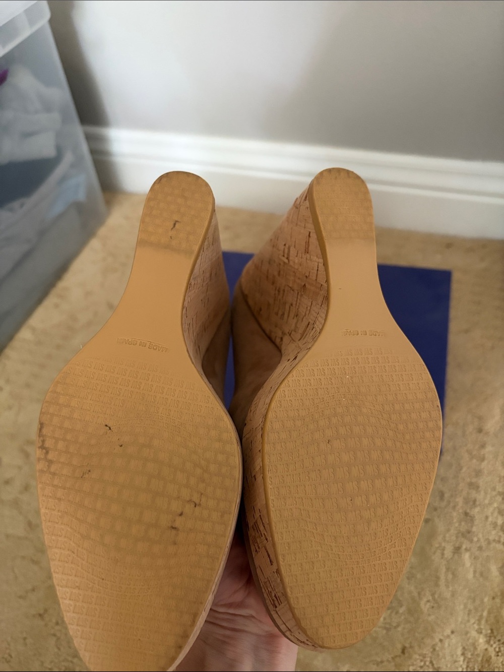 Stuart Weitzman Taupe Suede Cork Wedge Pumps - Picture 5 of 5